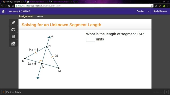 What is the length of segment sr units