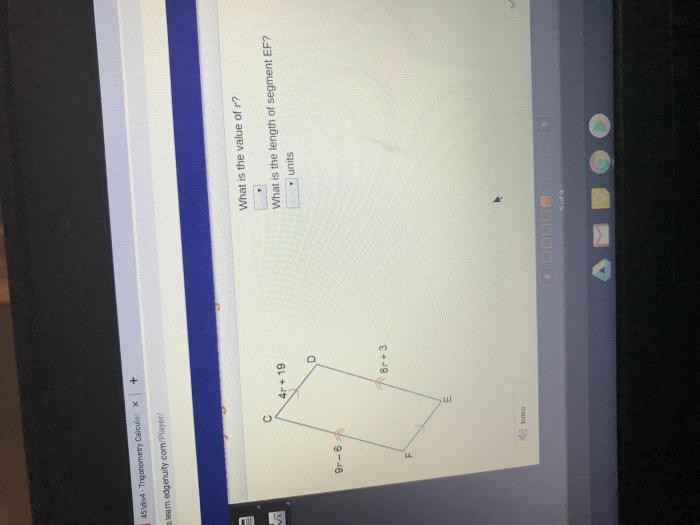 What is the length of segment sr units